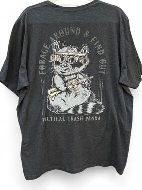Trash & Luxury Men's Dark Gray 'Tactical Trash Panda' Graphic Tee